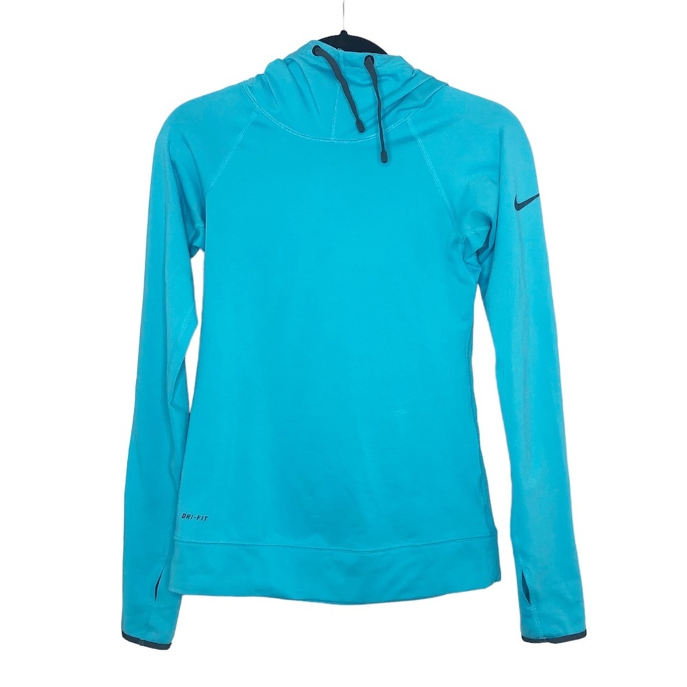 Nike Pro Dri Fit Cowl Neck Light Blue Workout Running Sweater XS